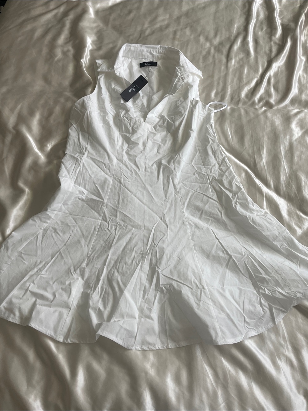 Lulus Zenley White Collared Skater Mini Dress